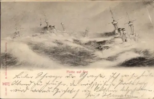 Ak Deutsche Kriegsschiffe, Flotte auf See