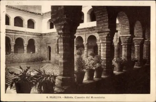 Ak Huelva Andalusien Spanien,  Rábida, Kloster, Innenhof, Pflanzen