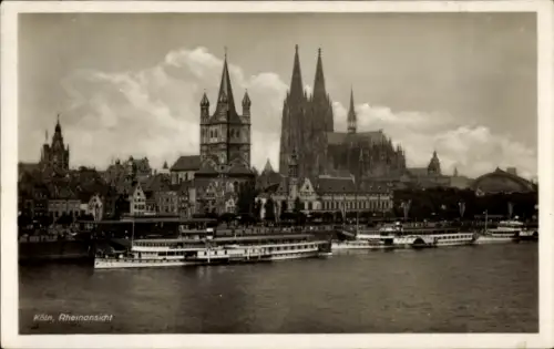Ak Köln am Rhein, Rheinansicht, Dom, Salondampfer