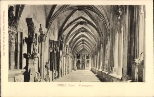 Ak Mainz am Rhein, Kreuzgang des Doms in  Fotograf: Fra. Kroat, Jahr 1908