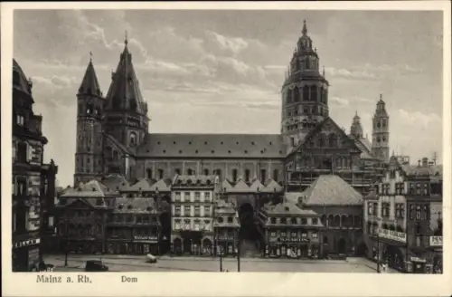 Ak Mainz am Rhein, Dom in   Gebäude, Stadtansicht
