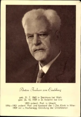 Ak Professor Anton Freiherr von Eiselsberg, Portrait