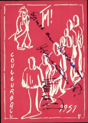 Studentika Künstler Ak Helvetia Bern, Couleurball 1951
