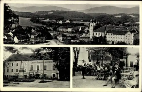 Ak Metten an der Donau Niederbayern, Landschaftsaufnahme, Gasthof Brauere Jes Grahnel,  Personen 
