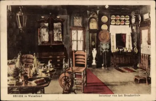 Ak Broek in Waterland Nordholland Niederlande, Interieur des Broekerhauses, Möbel, Dekoration,  G