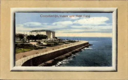 Ak Constanța Konstanza Rumänien,  Blick auf Hotel Carol, Küstenansicht, 