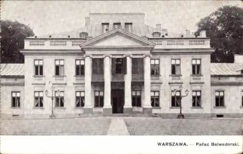 Ak Warszawa Warschau Polen, Pałac Belwederski,  Schwarz-Weiß-Bild