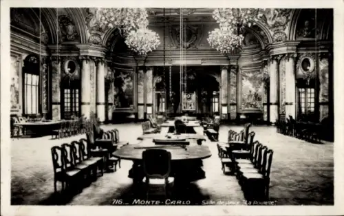Ak Monte Carlo Monaco, Salle de Jeux La Roulette, große Räume, elegante Einrichtung, viele Stühle