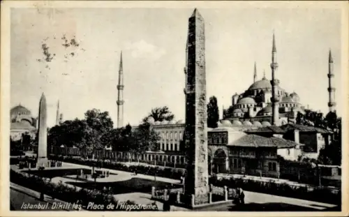 Ak Constantinople Türkei, Mosquée Sultan Ahmed et l'Hippodrome