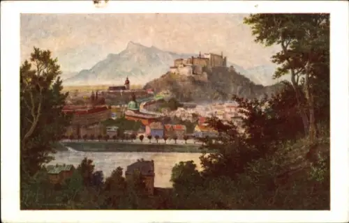 Künstler Ak Salzburg in Österreich, Blick vom Kapuzinerberg