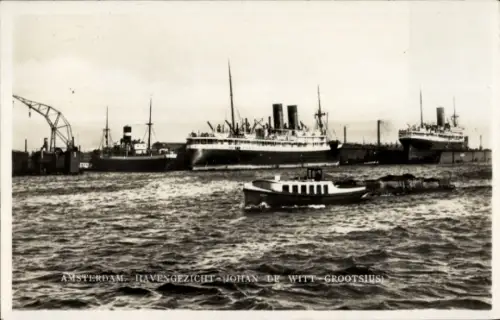 Ak Amsterdam Nordholland Niederlande, Hafen, Dampfer, Johan de Witt