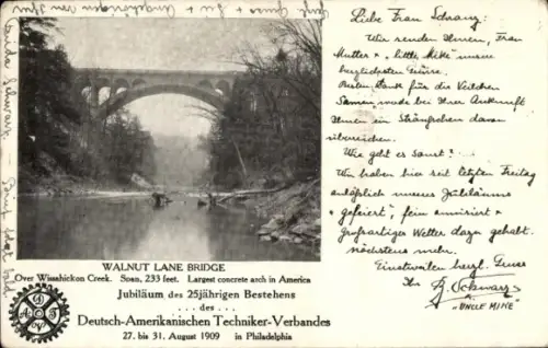 Ak Philadelphia Pennsylvania USA, Walnut Lane Bridge