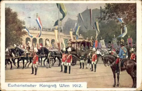 Künstler Ak Benesch, C., Wien 1. Innere Stadt, Eucharistischer Kongress 1912, Kaiser Franz Joseph I.