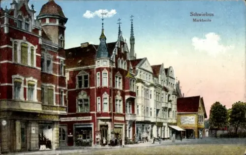Ak Świebodzin Schwiebus Ostbrandenburg,  Marktseite, Geschäfte
