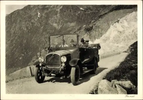 Foto Ak Postauto an der Furka, Bergstraße