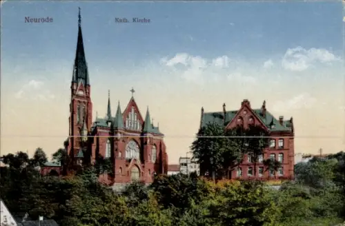 Ak Nowa Ruda Neurode im Eulengebirge Schlesien,  Kath. Kirche