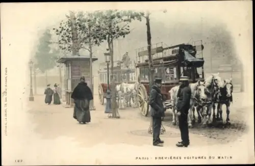 Ak Paris XV, Premières Voitures du Matin, Pferdeomnibusse