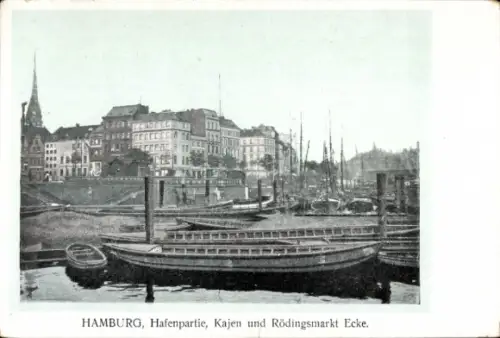 Ak Hamburg, Hafen, Kajen, Rödingsmarkt Ecke