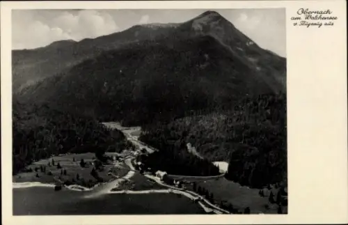 Ak Walchensee Kochel am See, Landschaftsaufnahme,  Berglandschaft, Fluss, Bäume