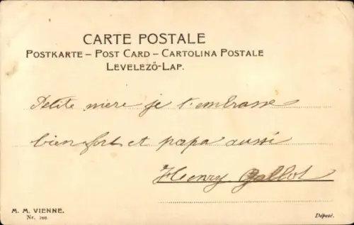 Litho Glückwunsch Ostern, Huhn, Küken, Kleinkind