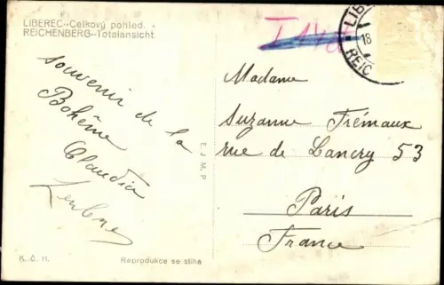 Ak Liberec Reichenberg in Böhmen, Totalansicht