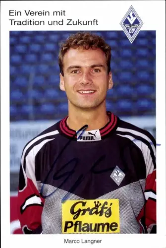 Autogrammkarte Fußballer Marco Langner, SV Waldhof Mannheim 07, Autogramm