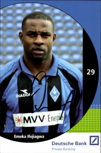 Autogrammkarte Fußballer Emeka Ifejiagwa, SV Waldhof Mannheim 07, Autogramm