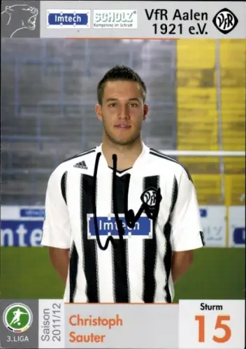 Autogrammkarte Fußballer Christoph Sauter, VfR Aalen, Autogramm