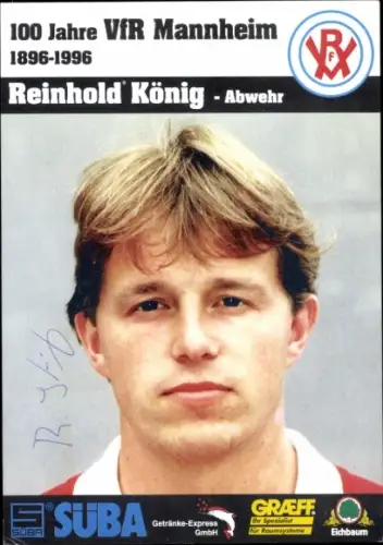 Autogrammkarte Fußballer Reinhold König, VfR Mannheim, Autogramm
