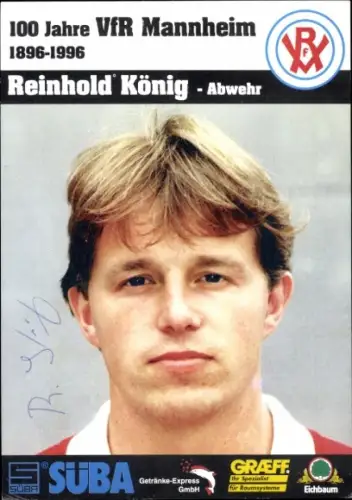 Autogrammkarte Fußballer Reinhold König, VfR Mannheim, Autogramm