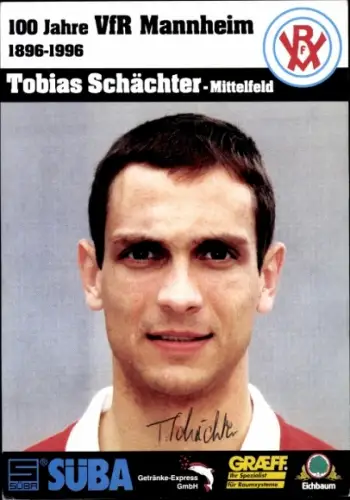 Autogrammkarte Fußballer Tobias Schächter, VfR Mannheim, Autogramm