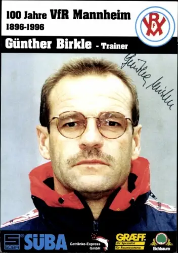 Autogrammkarte Trainer Günther Birkle, VfR Mannheim, Autogramm