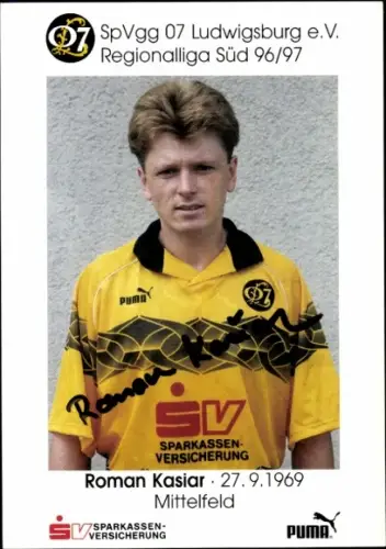 Autogrammkarte Fußballer Roman Kasiar, SpVgg 07 Ludwigsburg, Autogramm