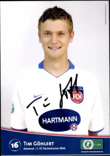 Autogrammkarte Fußballer Tim Göhlert, 1. FC Heidenheim 1846, Autogramm