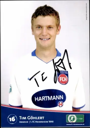 Autogrammkarte Fußballer Tim Göhlert, 1. FC Heidenheim 1846, Autogramm