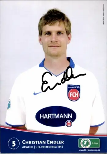 Autogrammkarte Fußballer Christian Endler, 1. FC Heidenheim 1846, Autogramm