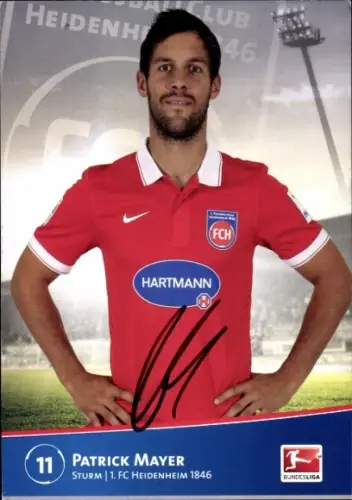 Autogrammkarte Fußballer Patrick Mayer, 1. FC Heidenheim 1846, Autogramm