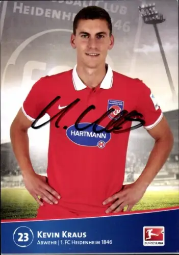 Autogrammkarte Fußballer Kevin Kraus, 1. FC Heidenheim 1846, Autogramm