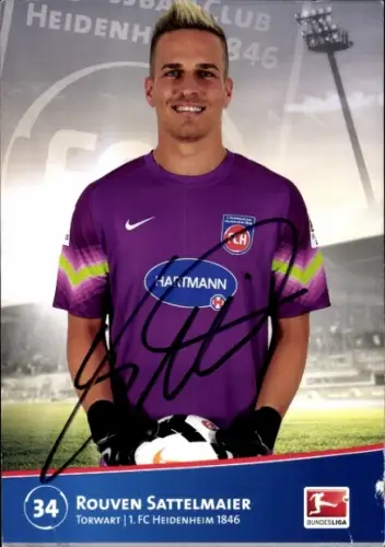 Autogrammkarte Fußballer Rouven Sattelmaier, 1. FC Heidenheim 1846, Autogramm