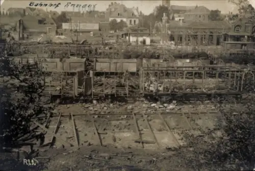 Foto Ak Anneux Nord, Bahnhof, Ruinen, Kriegszerstörung I. WK