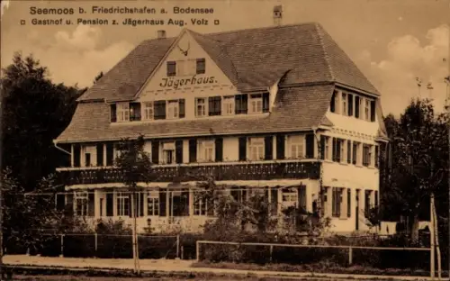 Ak Seemoos Friedrichshafen am Bodensee, Gasthof und Pension zum Jägerhaus, Inh. Aug. Volz