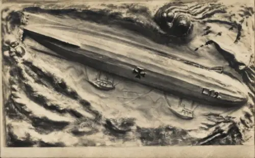 Künstler Ak Zeppelin L 19, Marine-Luftschiff LZ 54, Seine letzte Fahrt, Obermatrose Oskar Kirschner
