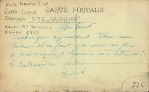 Ak Dampfe S.S. Salzburg, Österreichischer Lloyd