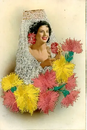 Material Ak Junge Frau in spanischer Volkstracht