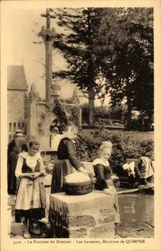 CPA La Fontaine du Drennec, Les Laveuses, Environs de Quimper