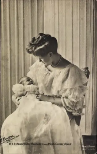 Ak Prinzessin Margareta von Schweden, Prinz Gustaf Adolf, Portrait