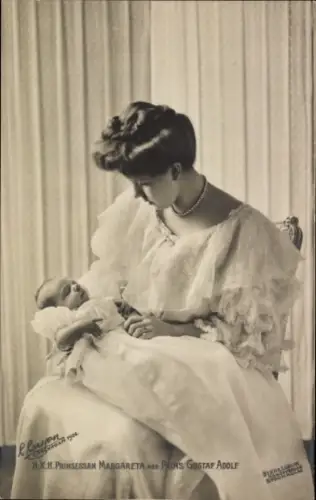 Ak Prinzessin Margareta von Schweden, Prinz Gustaf Adolf, Portrait