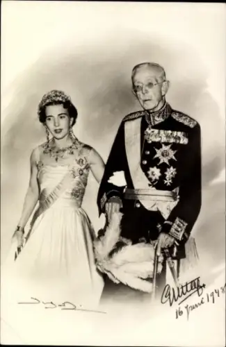 Ak König Gustav V. von Schweden, Königin Ingrid von Dänemark, Portrait