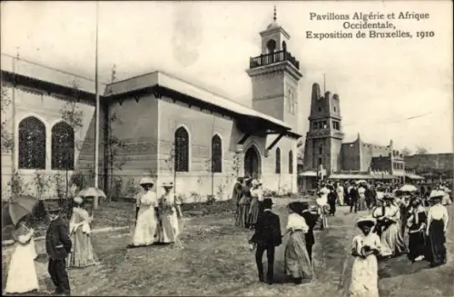 CPA Exposition de Bruxelles 1910, Pavillons Algérie et Afrique Occidentale