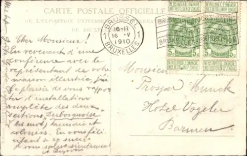 CPA Exposition de Bruxelles 1910, Section Allemande